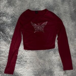 SHEIN Red Graphic Crop Top